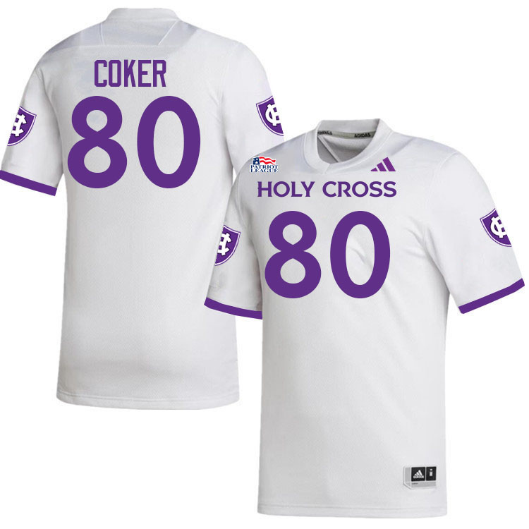 Holy Cross Crusaders #80 Jalen Coker College Football Jerseys,Uniforms-White